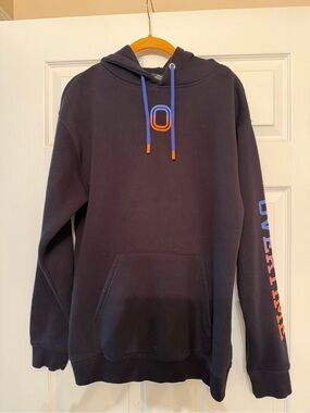 Men's Black Hoodie with Blue & Orange Accent Logo
